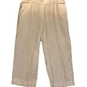 J. Jill Love Linen White Wide-Leg Pants Elastic Back Waist with Side Zip